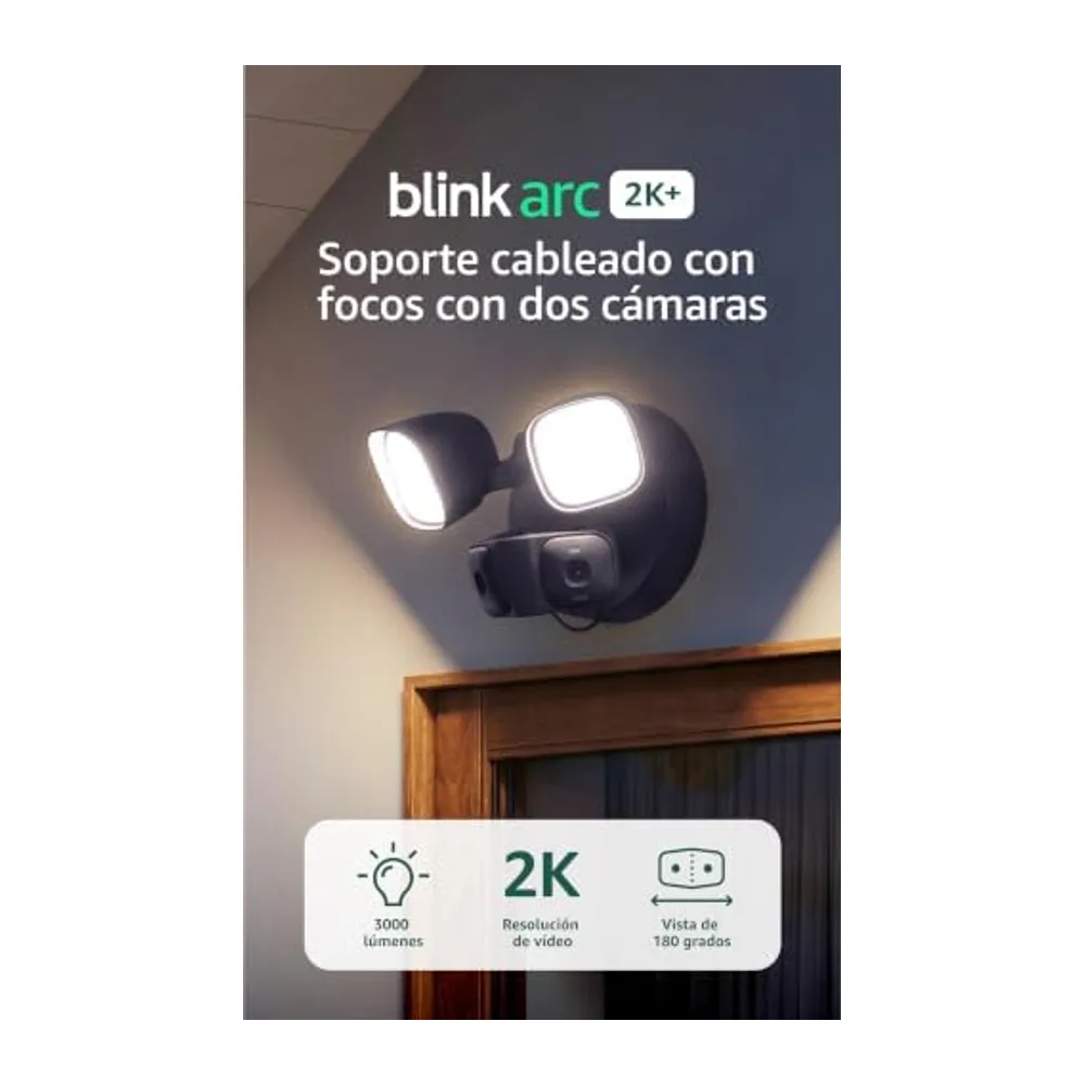 Blink Soporte cableado con focos y dos cámaras Mini 2K+ (última gen.)