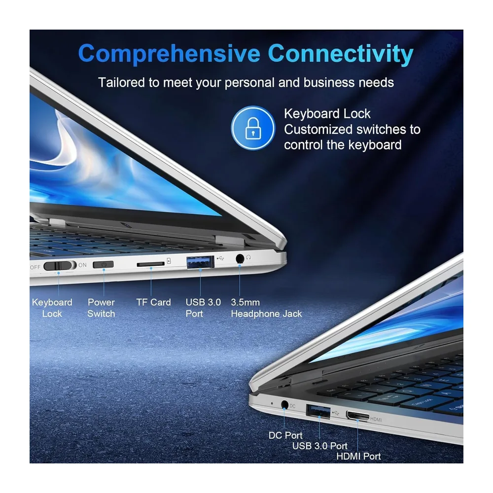 Ordenador portátil de 11,6 pulgadas 6 GB de RAM 128 GB de SSD,Celeron N4020 — 3