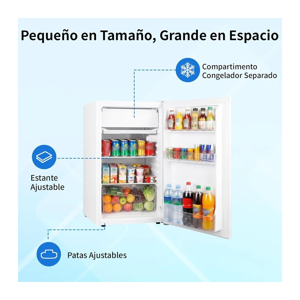 91L Mini Frigorífico, Frigorífico pequeño de una sola puerta, Dormitorio Frigorífico con 7 termostatos — 3