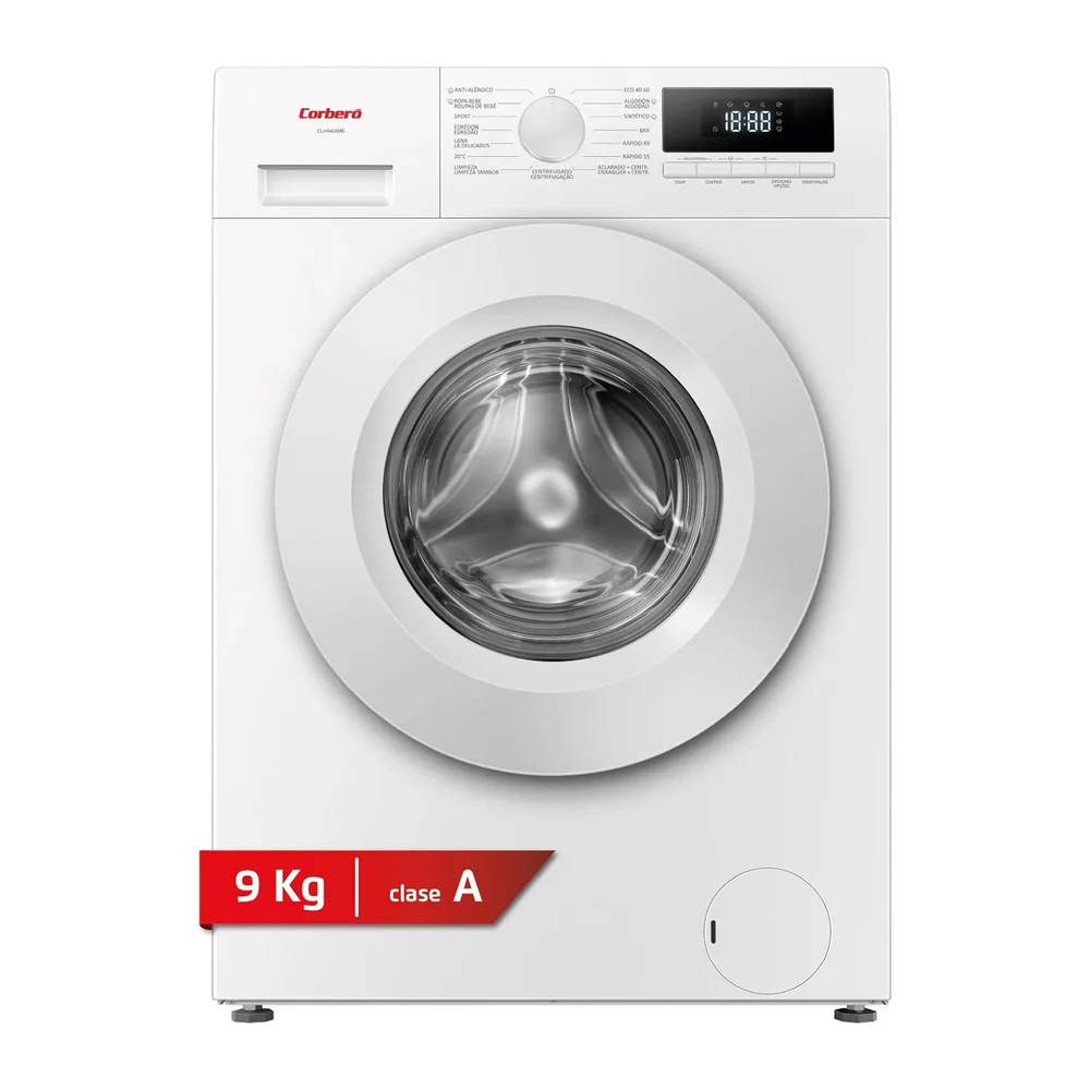 Corberó - Lavadora Plus 9Kg | CLH9406ME | 1400 rpm | Motor Inverter | Función Vapor | Función antialergico |