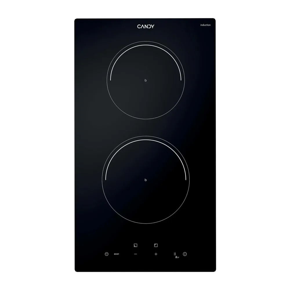 Candy CI32CBB Placa Inducción Dominó, 2 Zonas, 30 CM, 9 Niveles de Potencia, 3,5KW, Mandos Centrales,