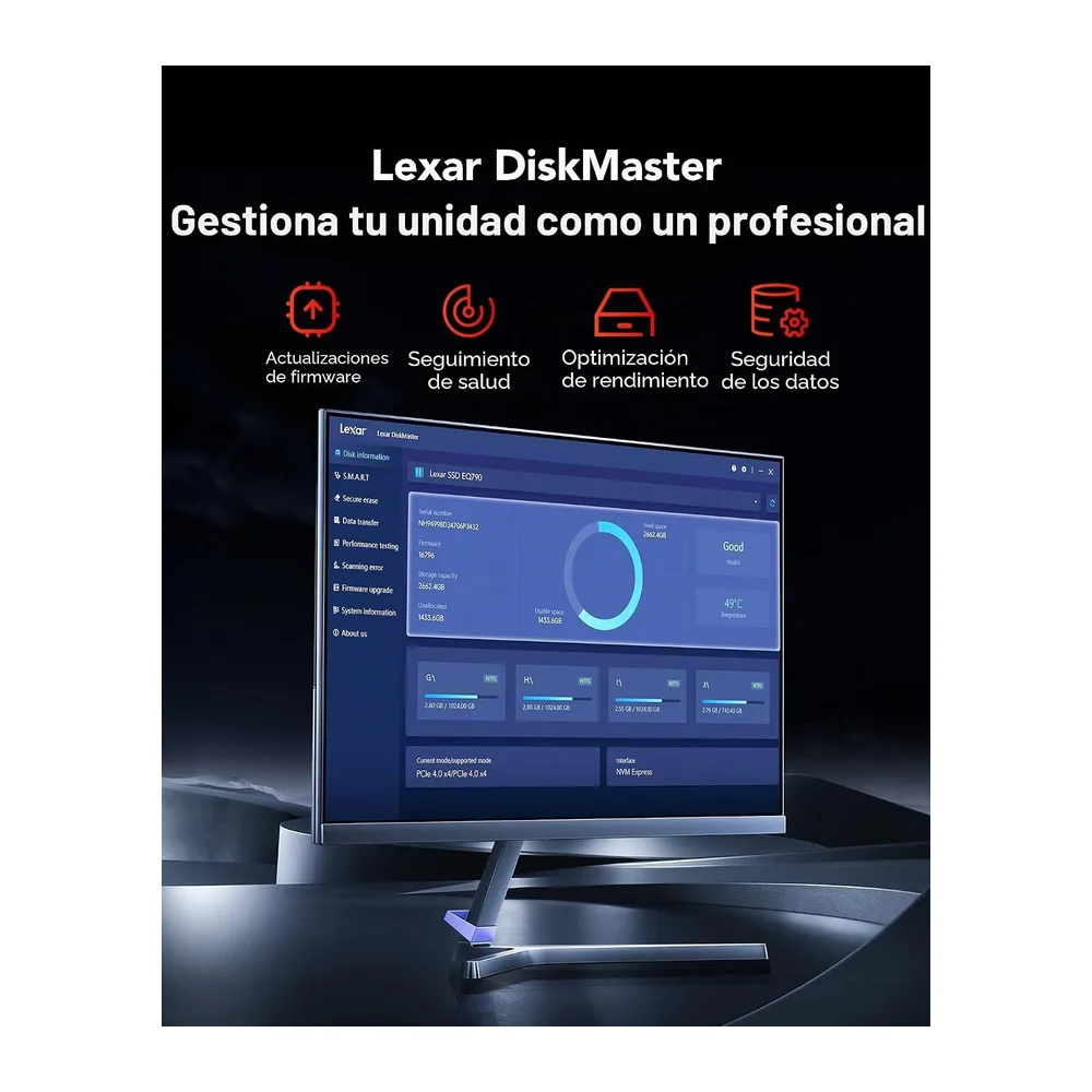 Lexar EQ790 PS5 SSD 4TB, SSD Interno NVMe M.2 con Disipador de Calor, 2280 PCIe Gen4x4 NVMe 1.4 SSD Interno, — 6