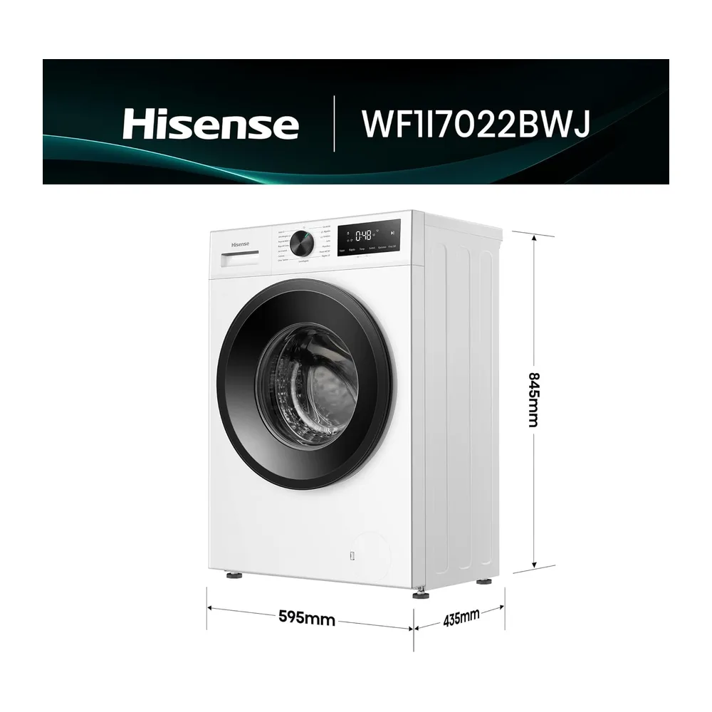 Hisense WF1I7022BWJ - Lavadora 7Kg, Clase A, Fondo 44cm, 1200 rpm, Lav. Power 49’ y Rápidos 30' y 15', — 2