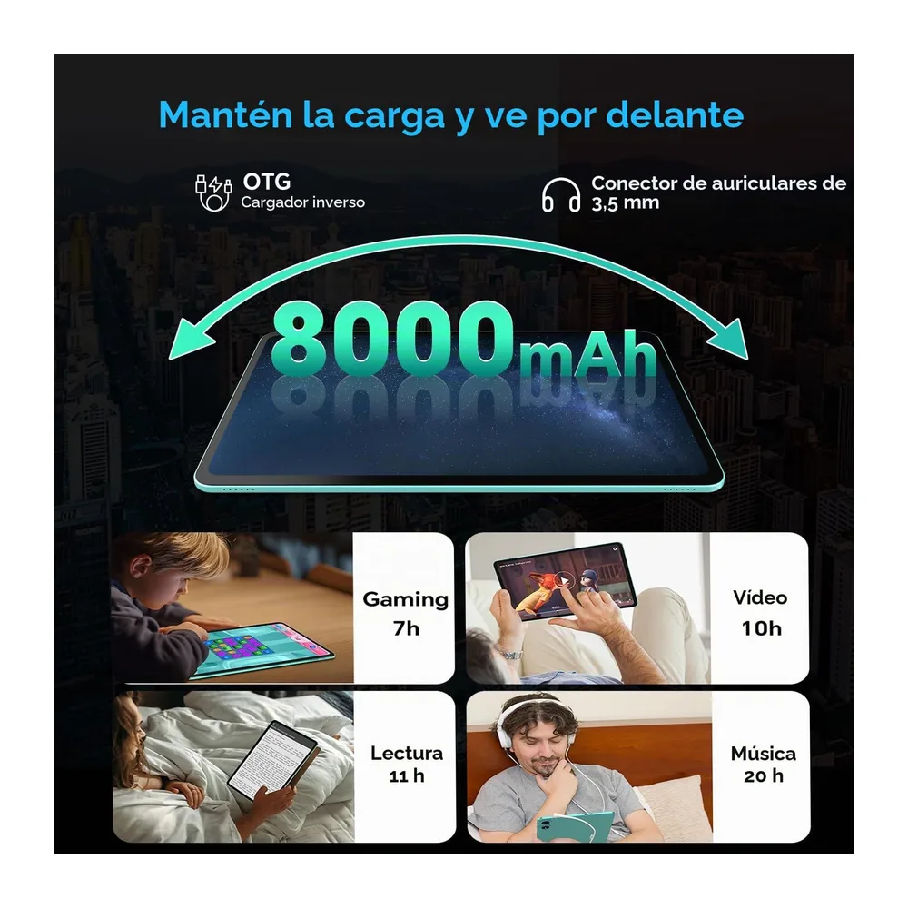 ODEA A12 Tablet 12 Pulgadas, Pantalla 2K, 2000X1200, 8000 mAh, Gemini AI, Widevine L1,12GB RAM + 128GB ROM, — 4