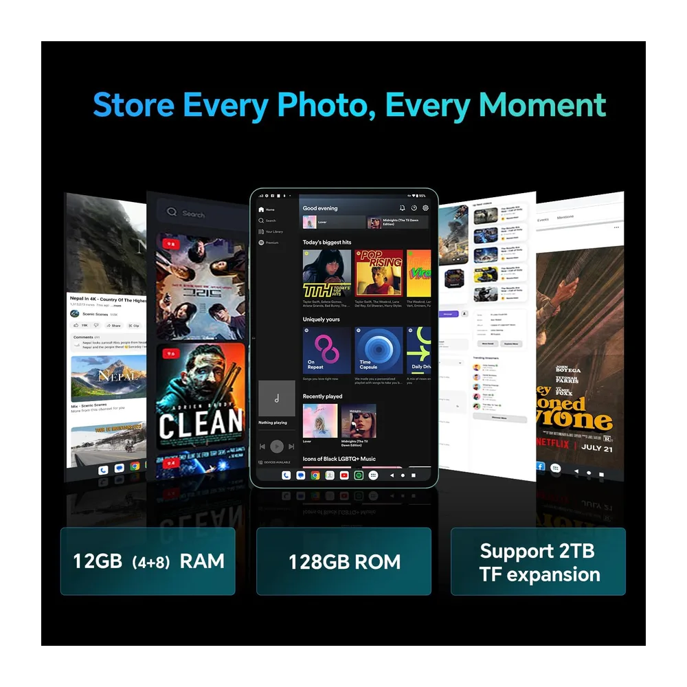 ODEA A12 Tablet 12 Pulgadas, Pantalla 2K, 2000X1200, 8000 mAh, Gemini AI, Widevine L1,12GB RAM + 128GB ROM, — 5