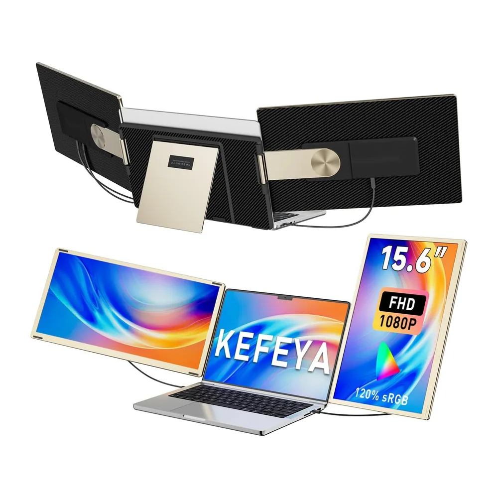 KEFEYA Monitor Portatil 15.6”, FHD 1080P Triple Monitor Portátil, Extensor Pantalla Portatil para de 13 a