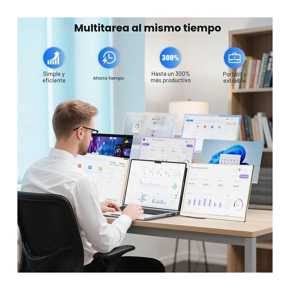 KEFEYA Monitor Portatil 15.6”, FHD 1080P Triple Monitor Portátil, Extensor Pantalla Portatil para de 13 a — 3