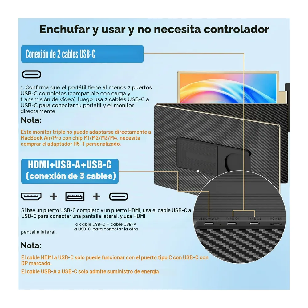 KEFEYA Monitor Portatil 15.6”, FHD 1080P Triple Monitor Portátil, Extensor Pantalla Portatil para de 13 a — 5