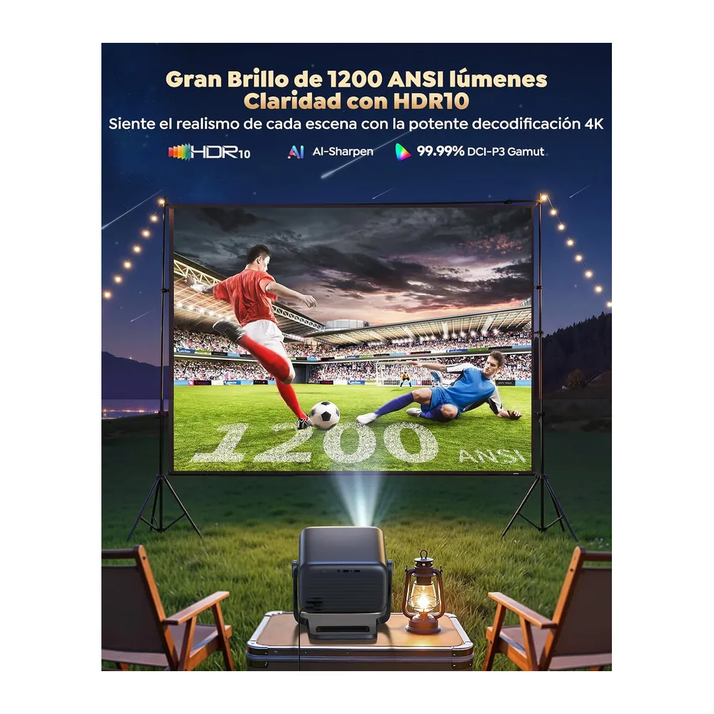 Proyector 4K【Google TV/30W Altavoz/360°Rotable】1200ANSI Proyector Portatil con oficial App,Voice — 4