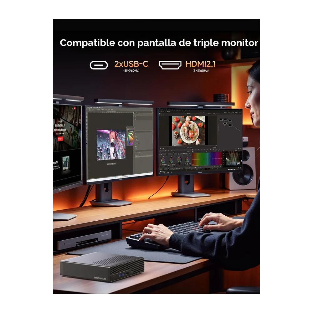 MINISFORUM MS-A2 Mini PC, CPU AMD Ryzen 9 8945HX 16C/32T hasta 5,4 GHz/AMD Radeon 610M Mini Workstation, 32GB — 4