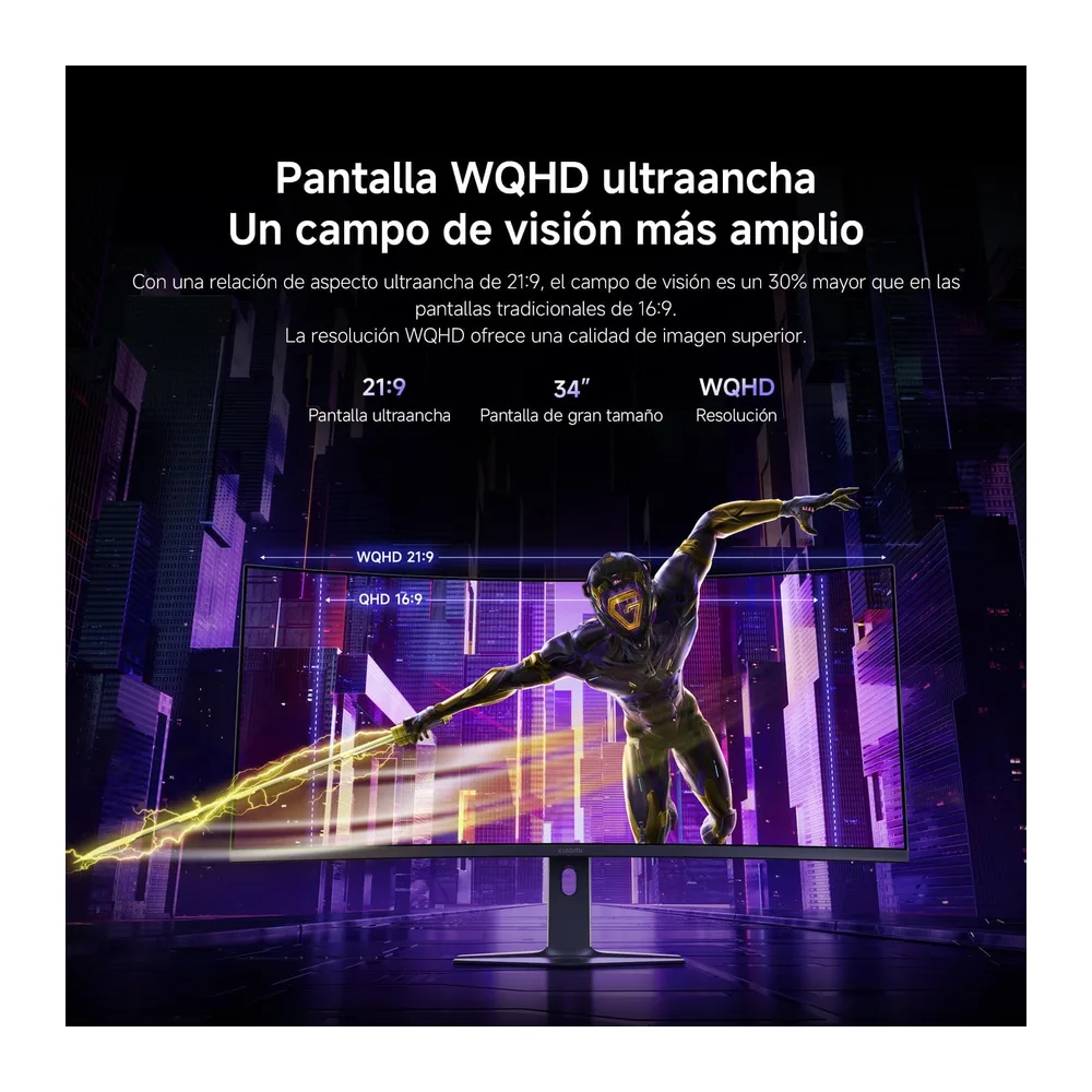 XIAOMI Monitor Gaming Curvo 2K 34 Pulgadas,180Hz,1ms GTG,1500R,C34WQDA-RGGL [Clase de eficiencia energética F] — 4