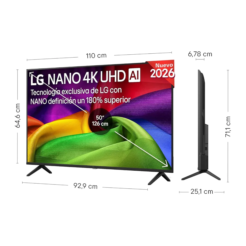 LG 50NU800B6LC - Smart TV Nano UHD AI 50" 4K Sin Reflejos 94%, 2026 [Clase de eficiencia energética F] — 2
