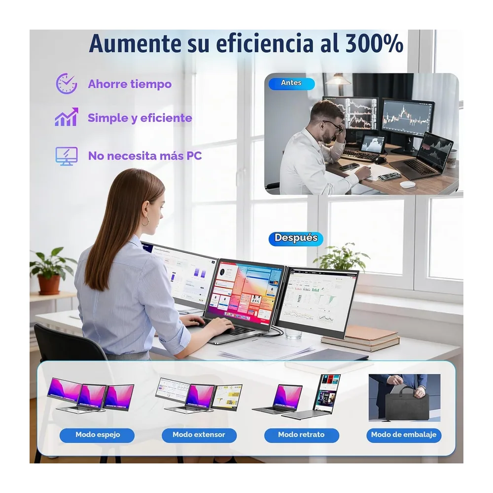 KEFEYA Monitor Portátil 15,6" 1080P FHD, Ultra Delgado HDR IPS Pantalla Portatil Extensible, Cuidado Ocular — 2