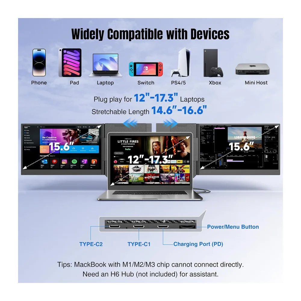 KEFEYA Monitor Portátil 15,6" 1080P FHD, Ultra Delgado HDR IPS Pantalla Portatil Extensible, Cuidado Ocular — 5