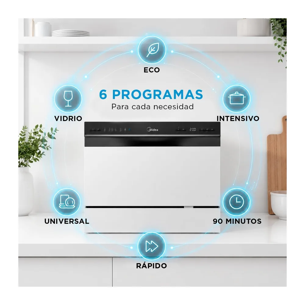Midea Lavavajillas Pequeño Blanco 55cm de 6 servicios — 2