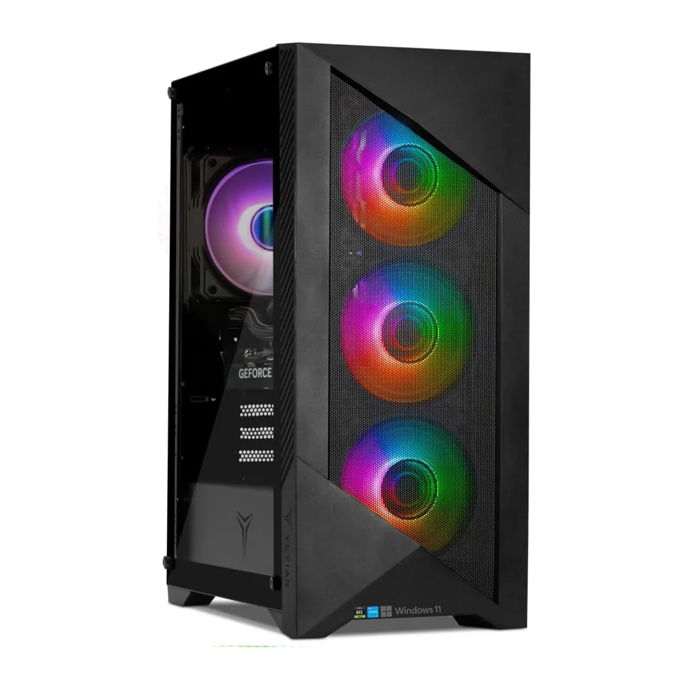YEYIAN Gaming PC Edge | Intel i5-14400F 10-Core (4.7GHz OC) | NVIDIA RTX 5060 8GB GDDR7 | 32GB (2x16) DDR5
