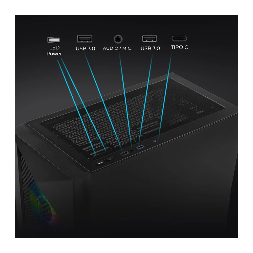YEYIAN Gaming PC Edge | Intel i5-14400F 10-Core (4.7GHz OC) | NVIDIA RTX 5060 8GB GDDR7 | 32GB (2x16) DDR5 — 5