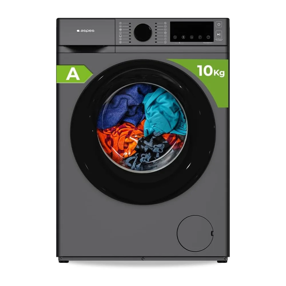 Aspes Lavadora 10 kg Carga Frontal, Inox, AL10401AIDVX. 1400 rpm, Motor Inverter, 14 Programas, Eco-logic