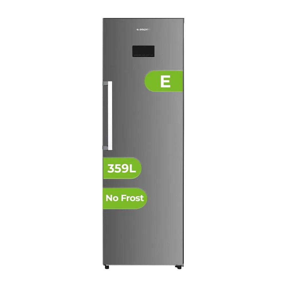 Aspes Refrigerador Inox, 1 Puerta. AR185601ENFDX, Capacidad 359 Litros, No Frost, Multi Air Flow, 40dB,