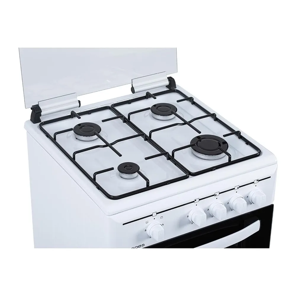 Aspes Cocina Gas Butano, 4 Zonas de Cocción, Horno 55L, Blanco, AKG4501. Control Manual, 2 Programas de — 4