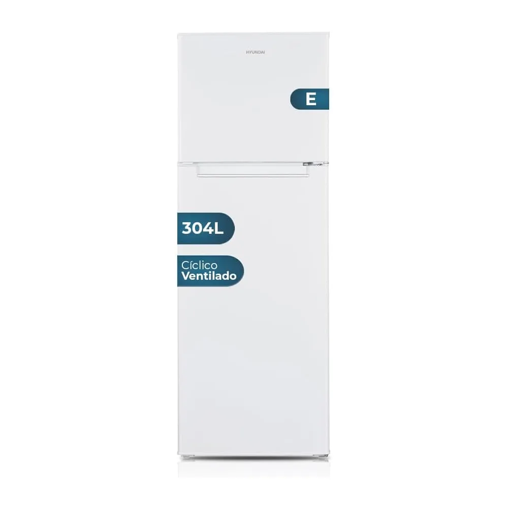 HYUNDAI Frigorífico Blanco, 2 Puertas, HFG17260VEW00, Capacidad 304 Litros, Tecnología Cíclica Ventilada, 40