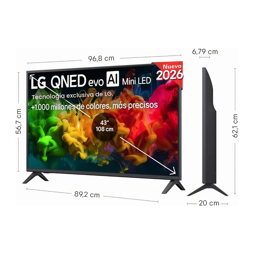 LG 43QNED80B6B - Smart TV QNED EVO AI 43" 4K Sin Reflejos 94%, 2026 [Clase de eficiencia energética G] — 2