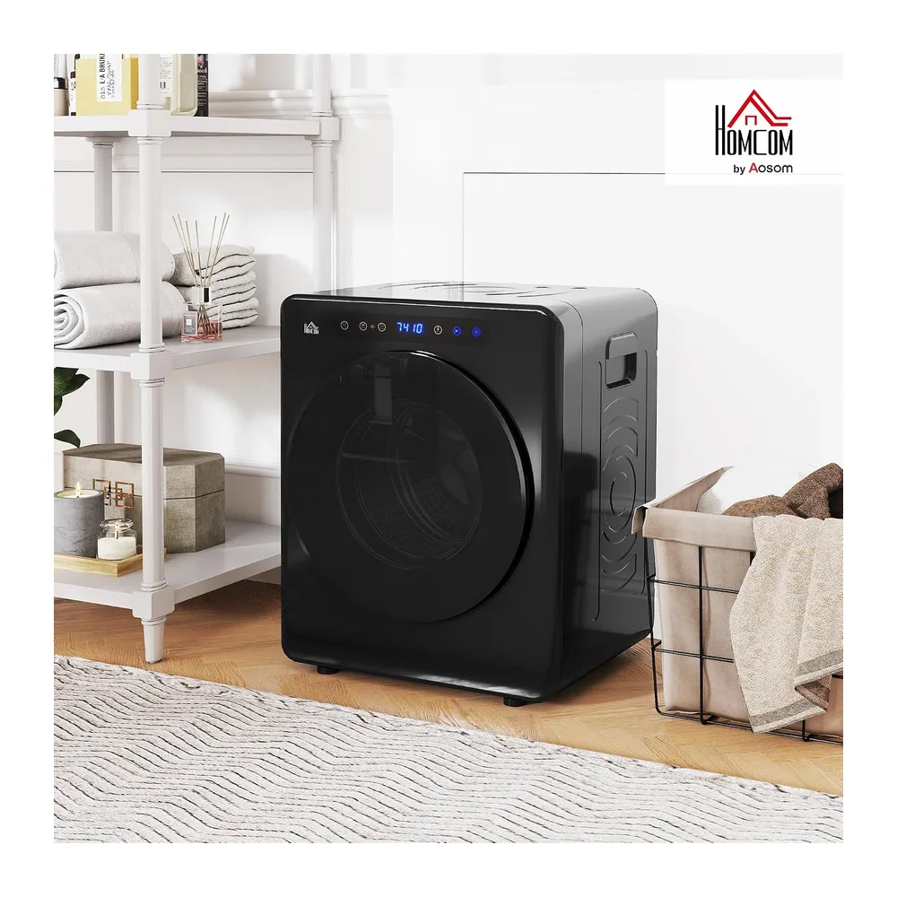 HOMCOM Secadora de Evacuación 5 KG Secadora de Ropa 1000W Táctil Negro [Clase de eficiencia energética G] — 2