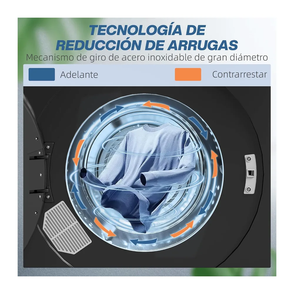 HOMCOM Secadora de Evacuación 5 KG Secadora de Ropa 1000W Táctil Negro [Clase de eficiencia energética G] — 5