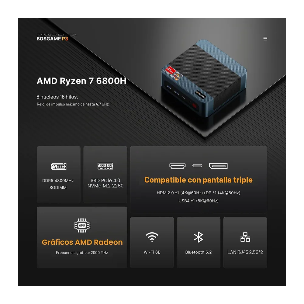 BOSGAME P3 Lite Mini PC para Oficina y Gaming — 2
