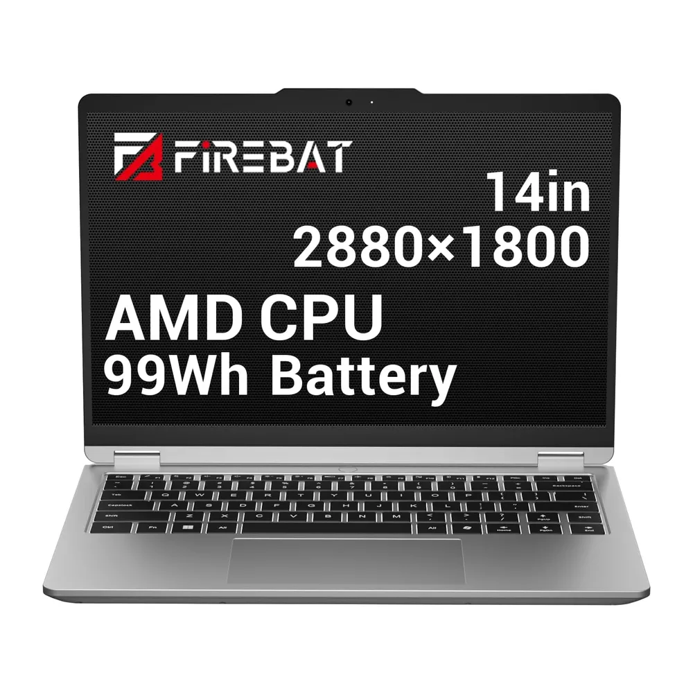 FIREBAT WUJIE 14X Pro, Portátil 14" QHD+ 120Hz, AMD Ryzen 7 H255 8C/16T 4,9 GHz, 32Go LPDDR4 RAM 1To SSD,