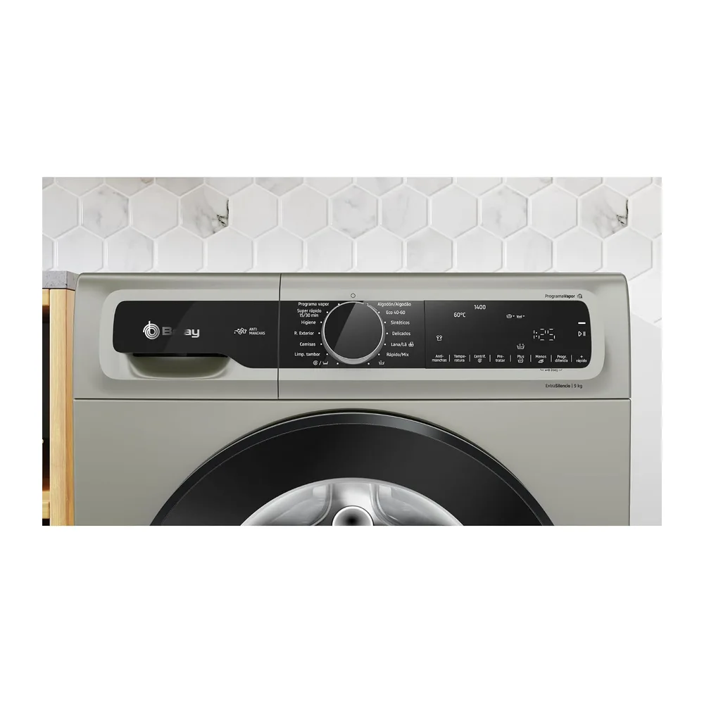 Balay, Lavadora, 9kg, Programa Plancha, Programa Rápido, inox, 3TS495XS [Clase de eficiencia energética A] — 2