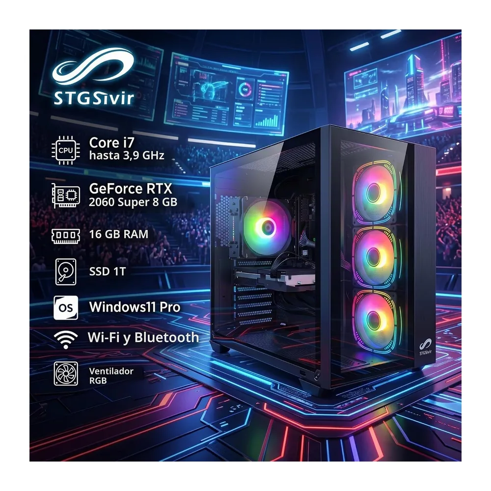 STGsivir PC Gaming, Core i7, RTX 2060 Super 8G, 16G RAM, 1T SSD — 2