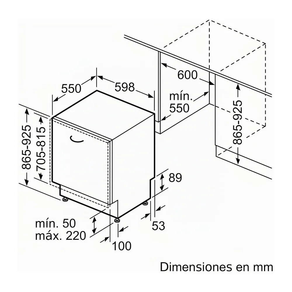 Bosch, Lavavajillas integrable, Serie 4, función Extra Secado, SBH4HVX14E [Clase de eficiencia energética C] — 2