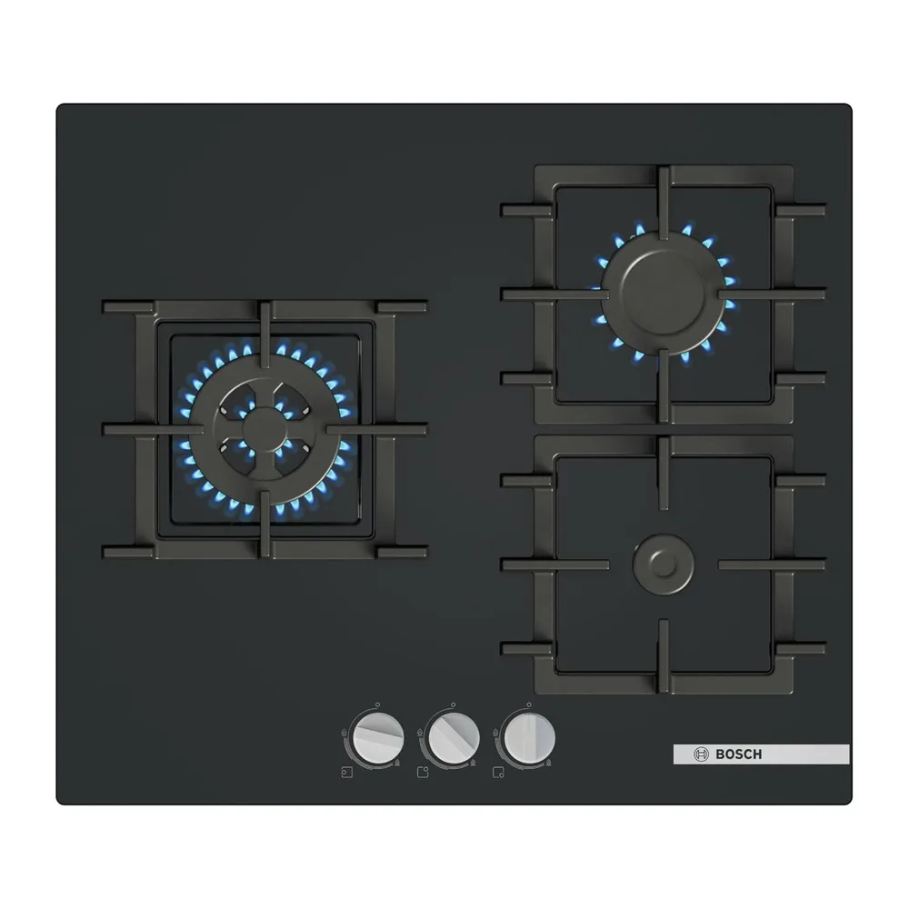 Bosch, Placa de gas, Serie 4, 60 cm, Seguridad GasStop, negro, PNC6B6K40