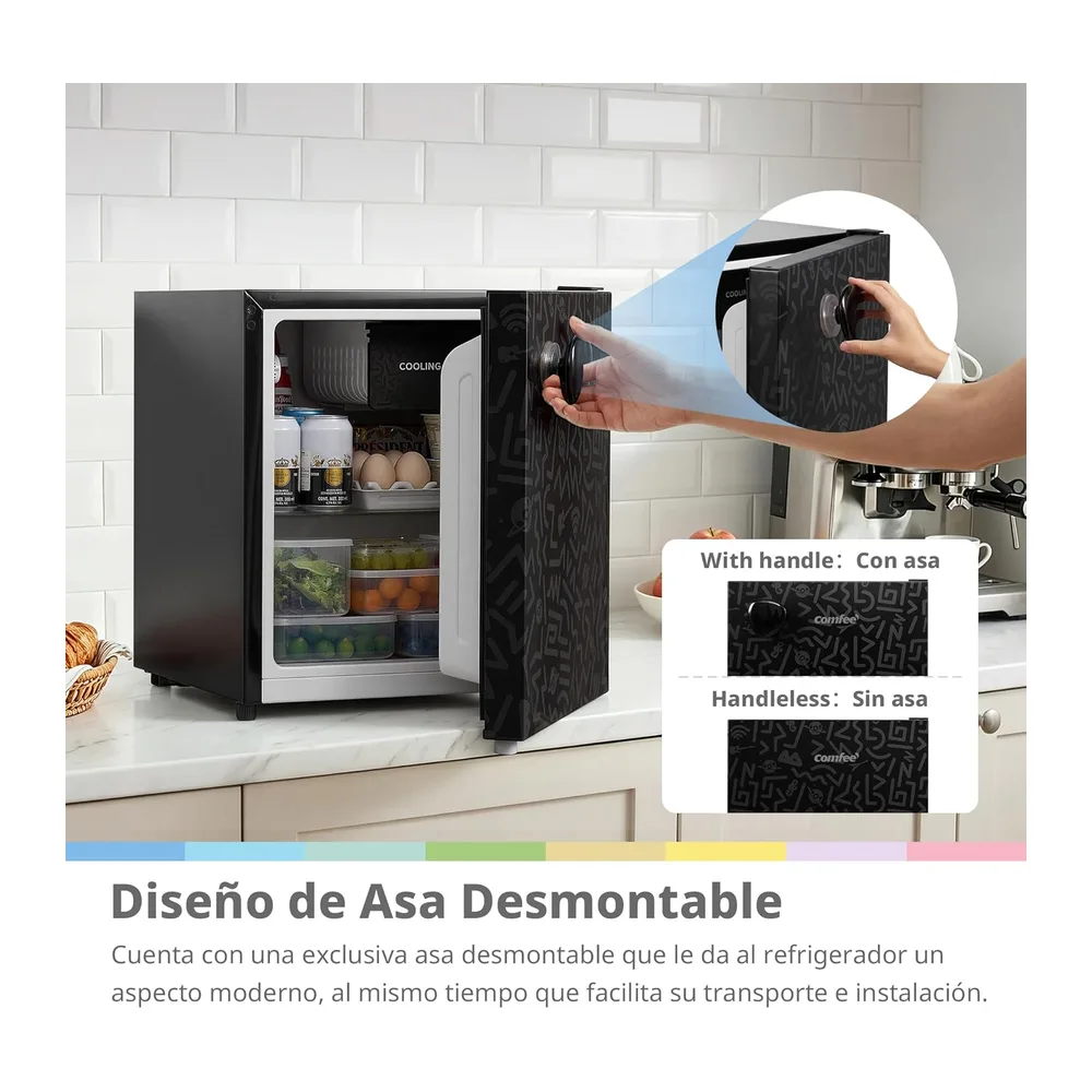 COMFEE' 43L Refrigerador Mini Compact, Una Puerta, Chill Box (0-10℃), Negro [Clase de eficiencia energética E] — 5