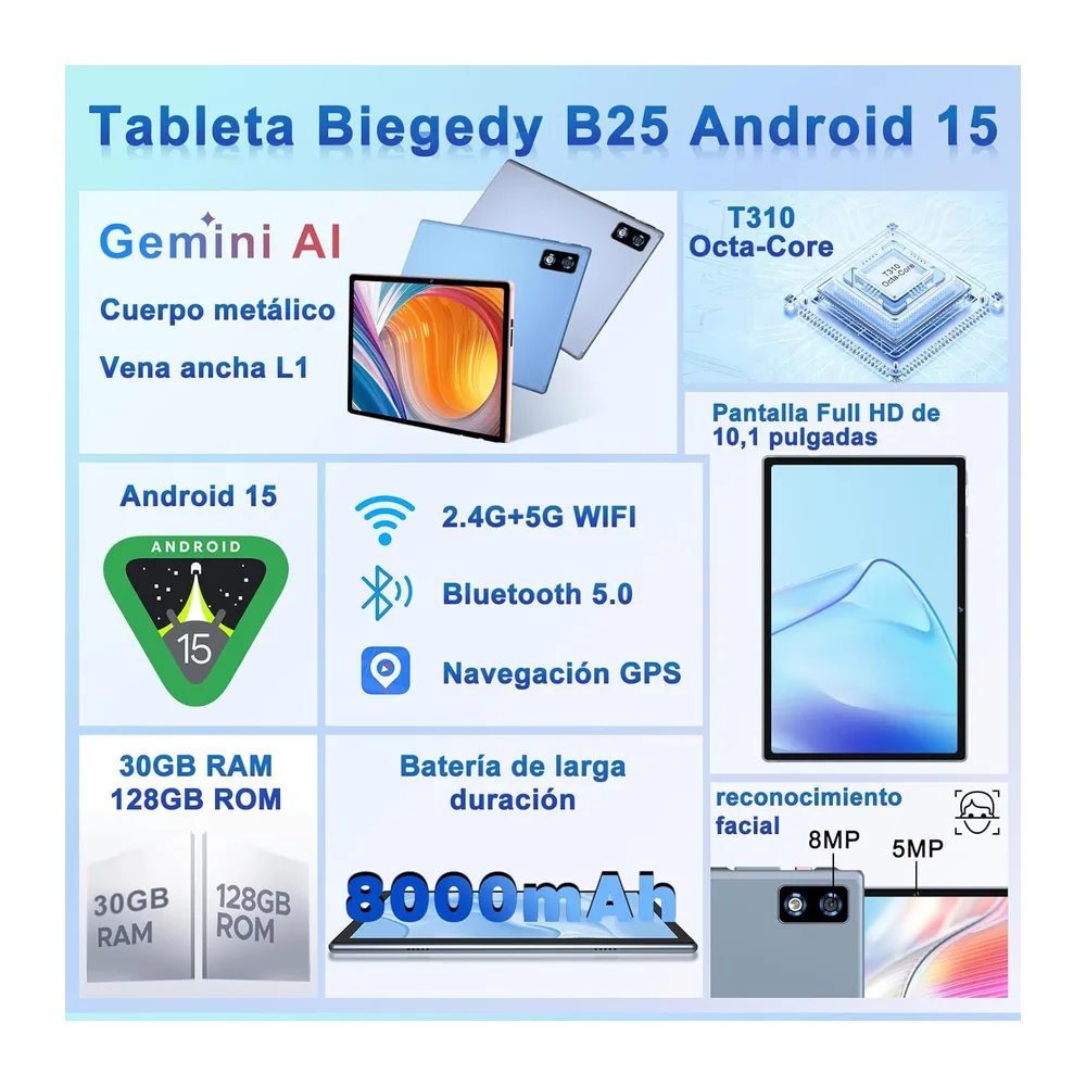 2026 último Tablet 10 Pulgadas Android 15 con Gemini AI — 2