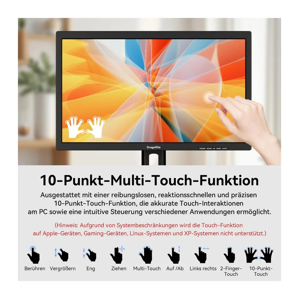 Monitor táctil de 24 pulgadas FHD 1920 × 1080P Panel VA — 4