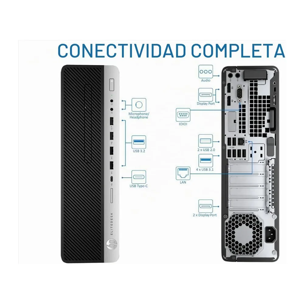 HP EliteDesk 800 G5 SFF - Ordenador de sobremesa Intel Core i5-8500T, 16 GB de RAM, SSD de 512 GB, WiFi, — 3