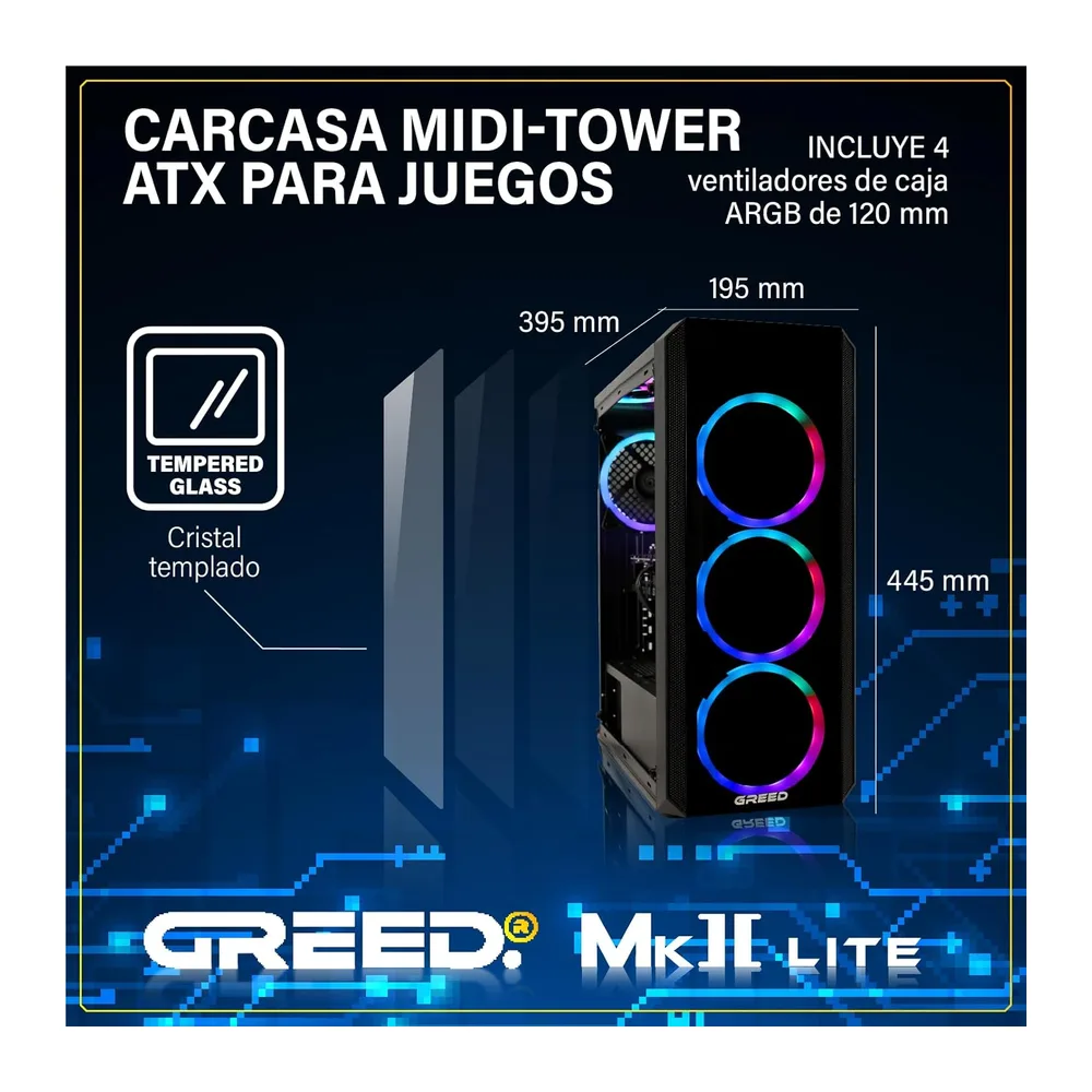 Greed®Mk2 Lite - 4K High End Gaming PC Raytracing - AMD Ryzen 5 4600G + Radeon Vega 7 4,2 GHz Ultra-rápido — 2