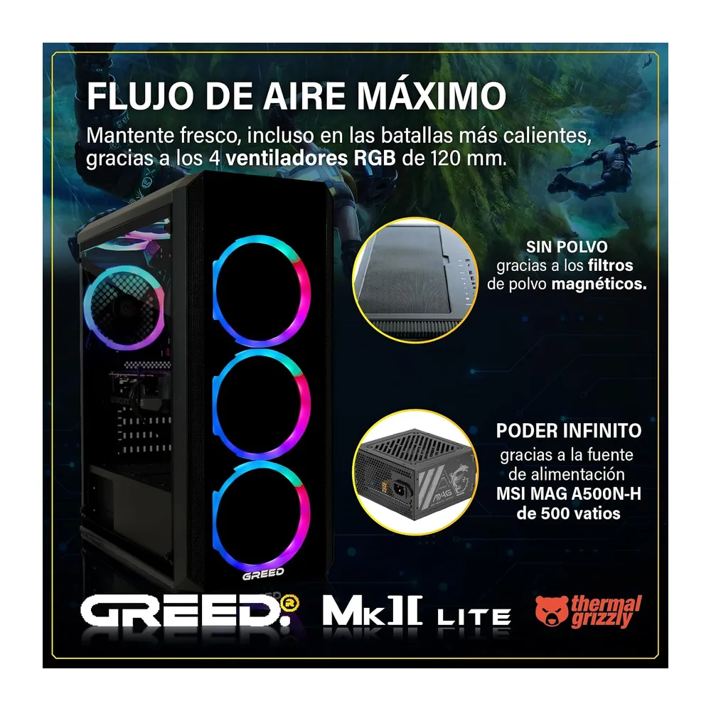 Greed®Mk2 Lite - 4K High End Gaming PC Raytracing - AMD Ryzen 5 4600G + Radeon Vega 7 4,2 GHz Ultra-rápido — 4