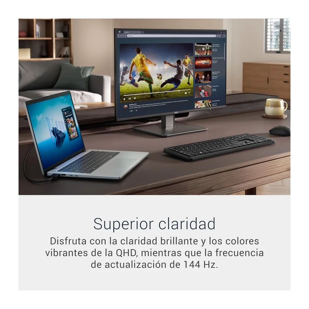 DELL 27 Monitor - SE2726D, QHD (2560x1440), 144Hz, IPS, 1ms MPRT [Clase de eficiencia energética E] — 2
