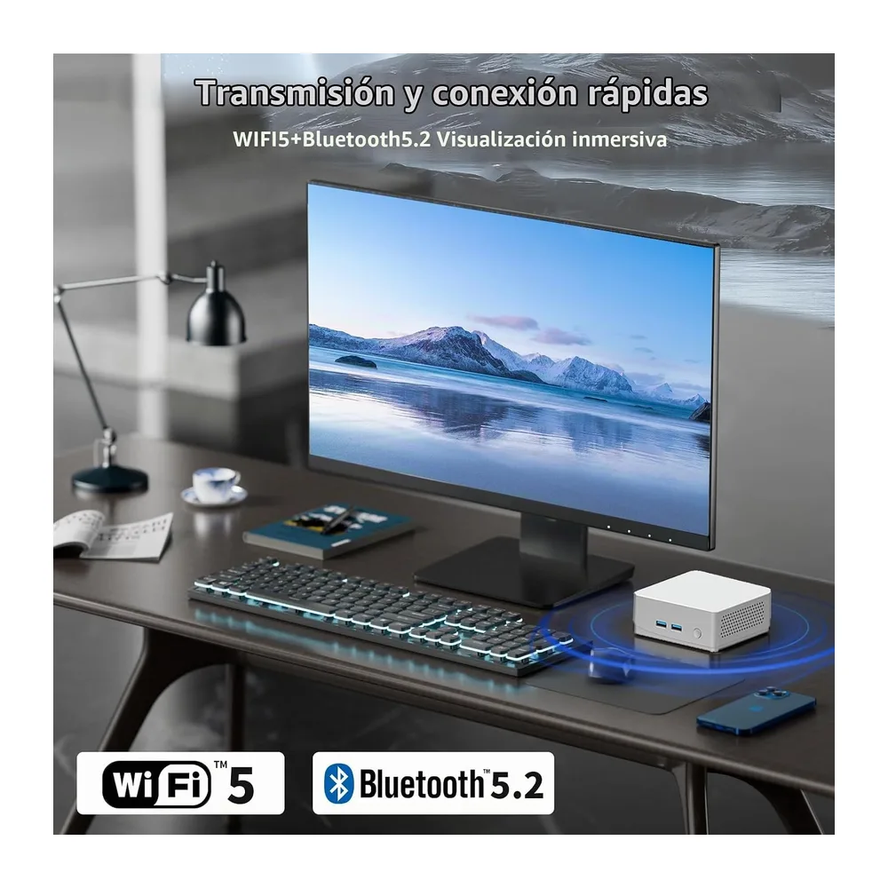 Mini PC 3200U (hasta 3,5 GHz) 8 GB RAM 256 GB SSD Win11 WLAN5/Bluetooth/RJ45 LAN 1000 M/USB*4/USB-C*2/HDMI*2 — 5