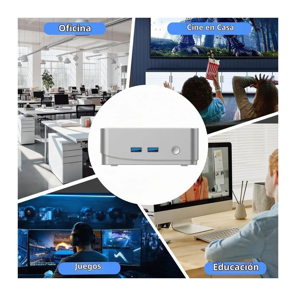 Mini PC 3200U (hasta 3,5 GHz) 8 GB RAM 256 GB SSD Win11 WLAN5/Bluetooth/RJ45 LAN 1000 M/USB*4/USB-C*2/HDMI*2 — 6