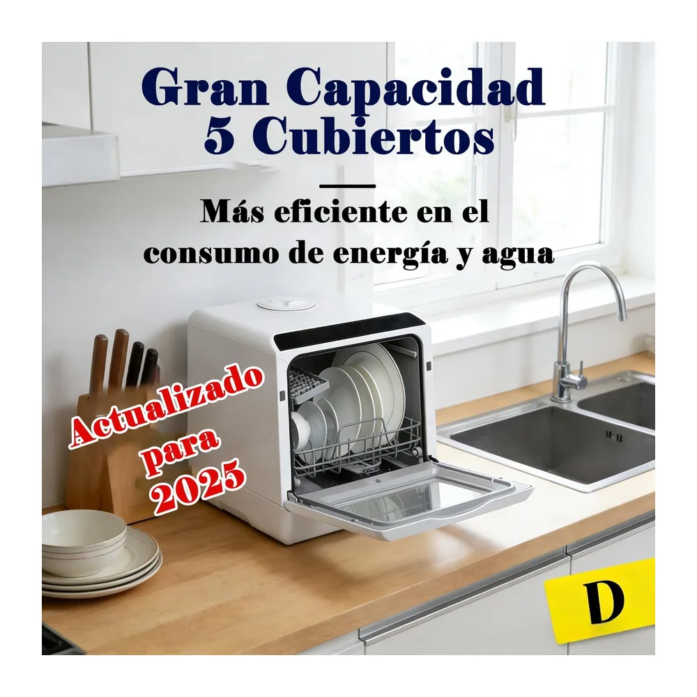 YU YUSING Lavavajillas Pequeño, 3 Servicios, Pantalla LED, 5+1 Programas [Clase de eficiencia energética D] — 2