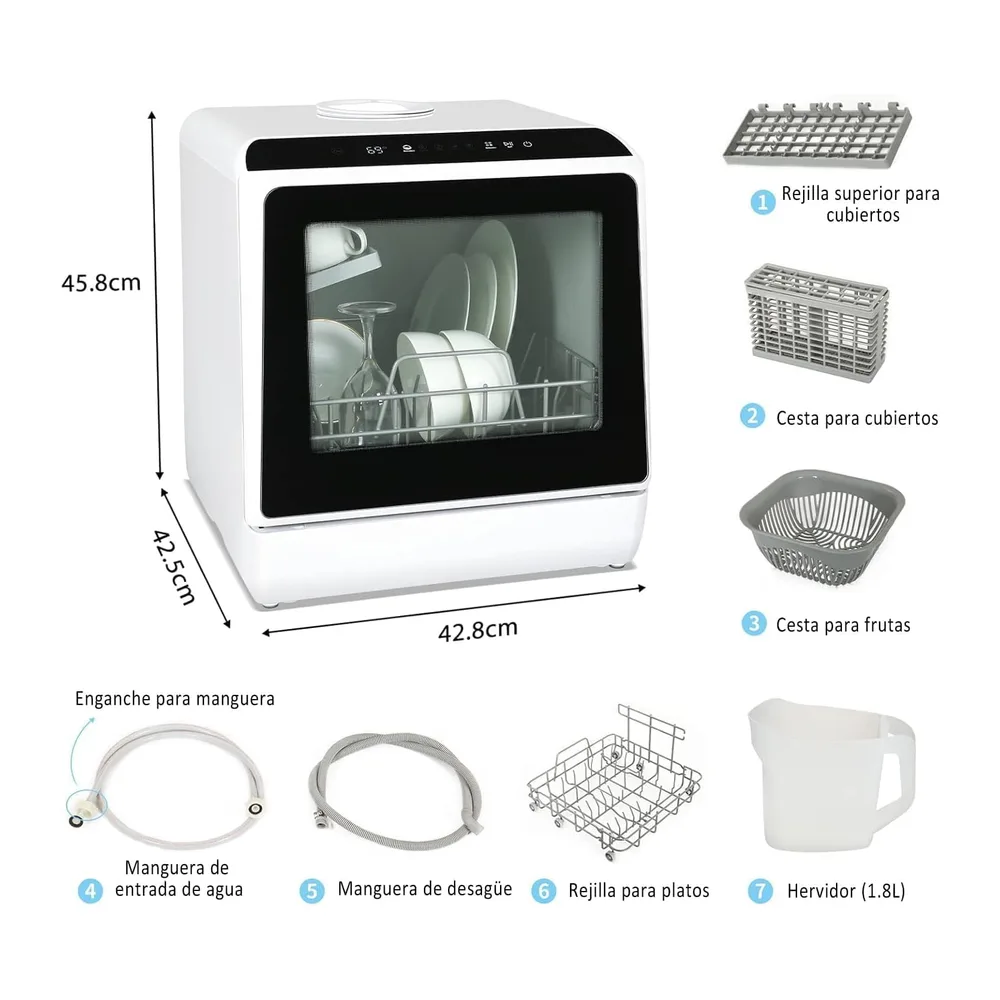 YU YUSING Lavavajillas Pequeño, 3 Servicios, Pantalla LED, 5+1 Programas [Clase de eficiencia energética D] — 6