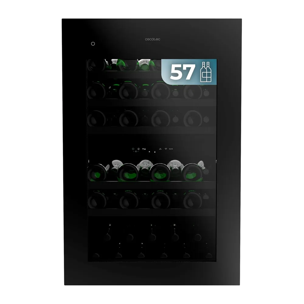 Cecotec Vinoteca integrable 57 Botellas 88,5x60cm con Compresor Bolero GrandSommelier Duo 57000 Touch Matt