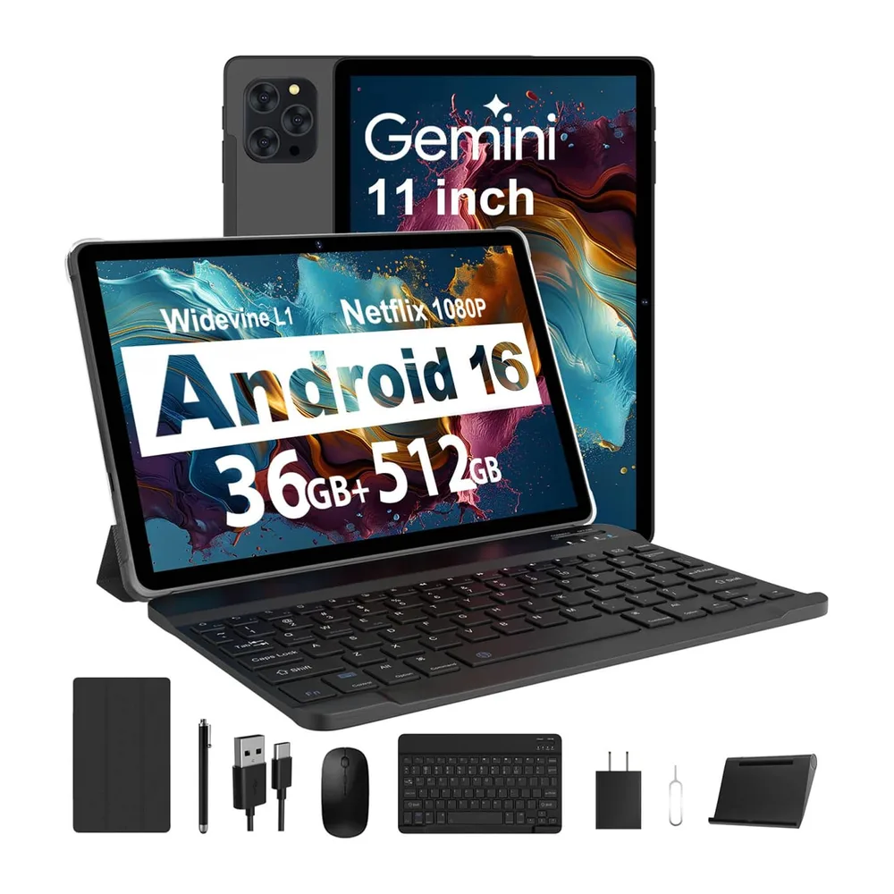 Tablet 11 Pulgadas Android 16 con 36GB RAM+512GB ROM (2TB TF)