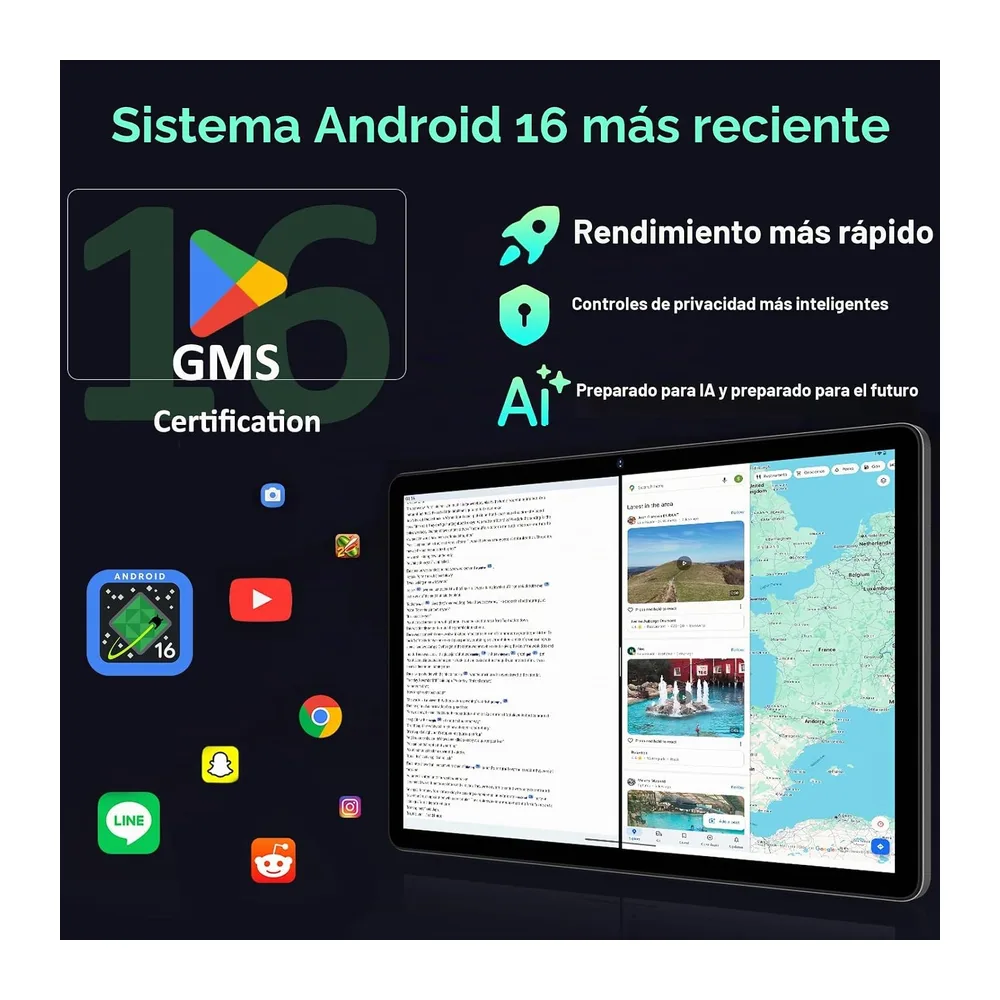 Tablet 11 Pulgadas Android 16 con 36GB RAM+512GB ROM (2TB TF) — 2