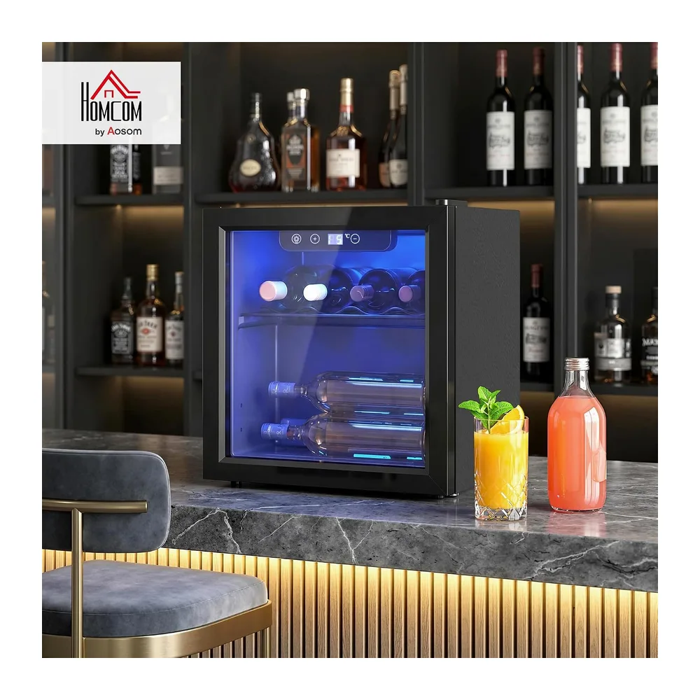 HOMCOM Vinoteca 12 Botellas, 36 L, Temperatura Ajustable 4-16℃, Negro [Clase de eficiencia energética G] — 2