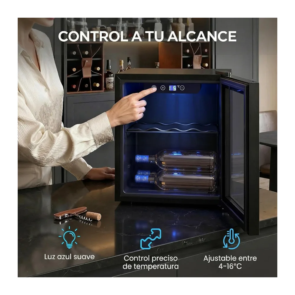 HOMCOM Vinoteca 12 Botellas, 36 L, Temperatura Ajustable 4-16℃, Negro [Clase de eficiencia energética G] — 4
